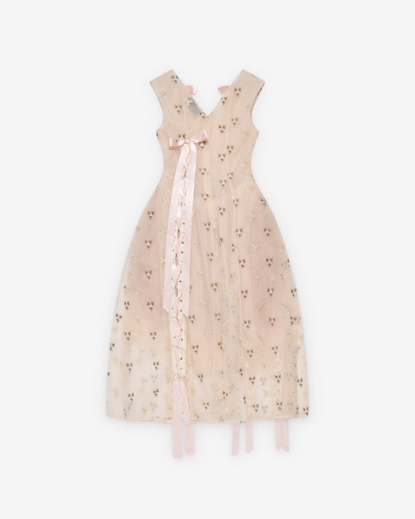 Simone Rocha  - Women's Unraveling Ribbon Portrait Dress - (Nude)