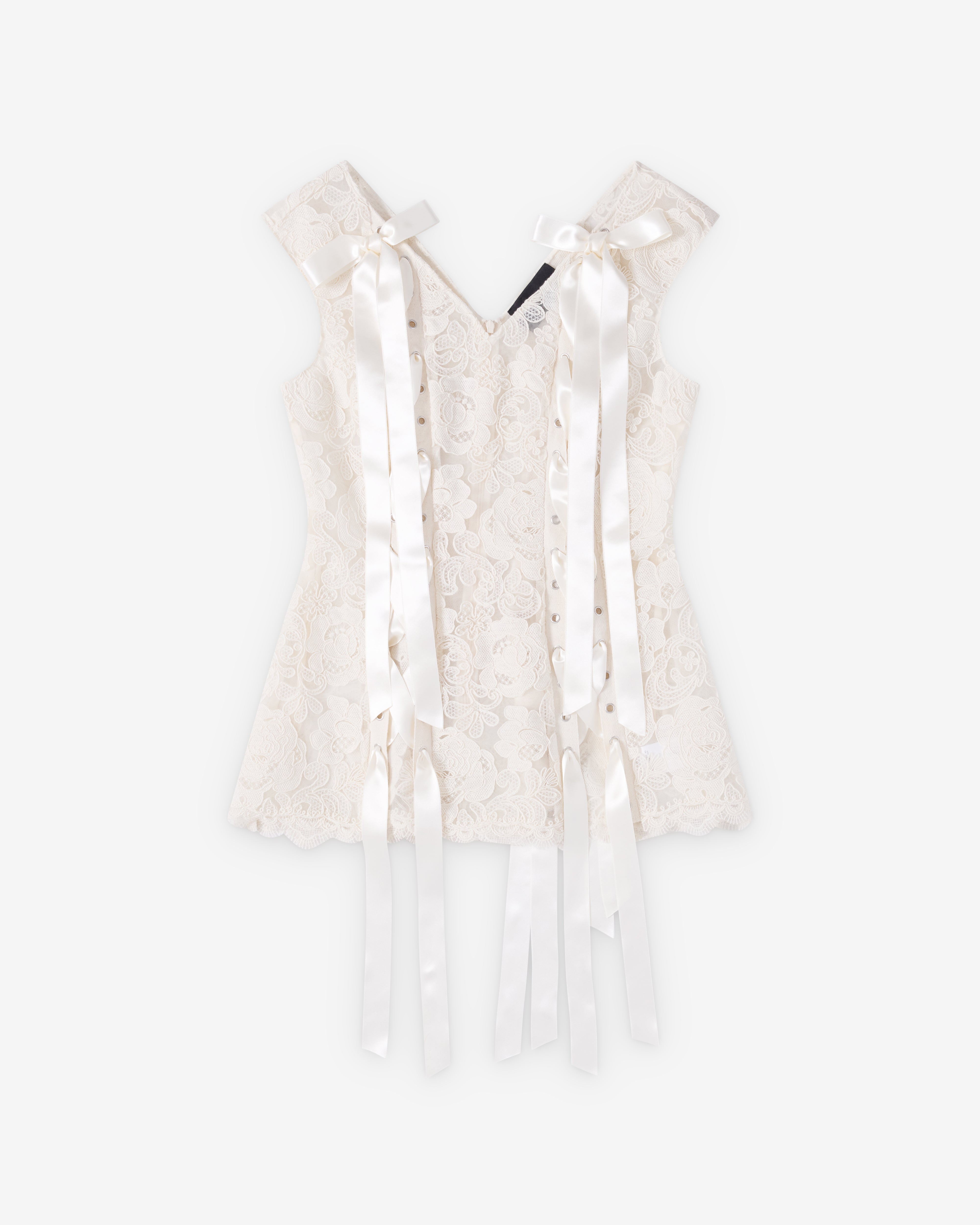 Simone Rocha : Women's Unraveling Ribbon Portrait Top (Ecru