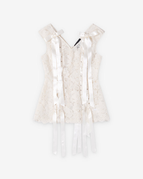 Simone Rocha  - Women's Unraveling Ribbon Portrait Top - (Ecru)