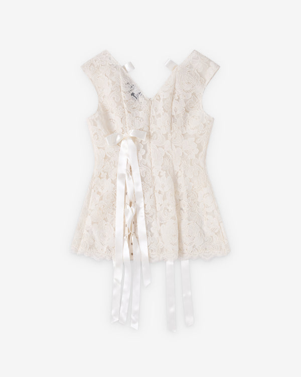 Simone Rocha  - Women's Unraveling Ribbon Portrait Top - (Ecru)