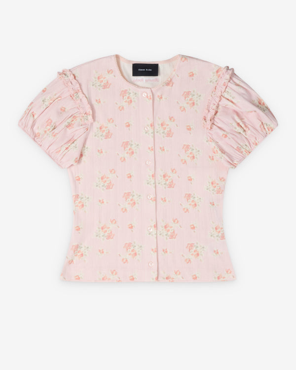 Simone Rocha  - Women's Pointelle Puff Sleeve Cardigan - (Pale Pink)