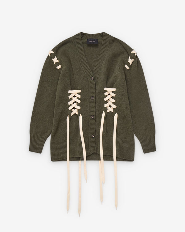 Simone Rocha  - Women's Merino Sculpted Corset Cardigan - (Khaki/Ecru)