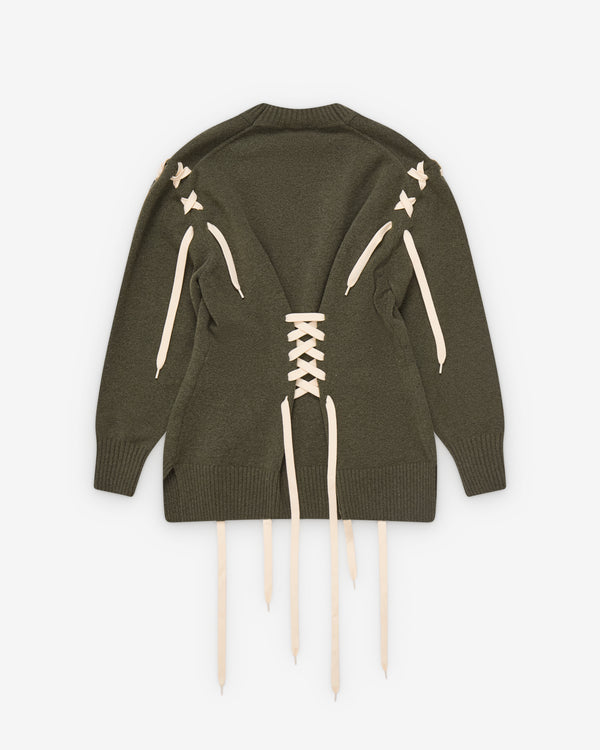 Simone Rocha  - Women's Merino Sculpted Corset Cardigan - (Khaki/Ecru)