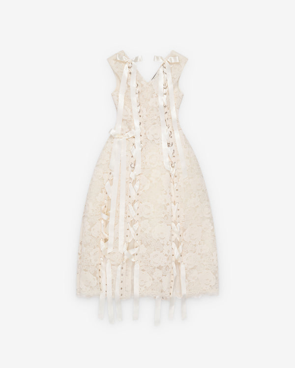 Simone Rocha  - Women's Unraveling Ribbon Portrait Dress - (Cream)