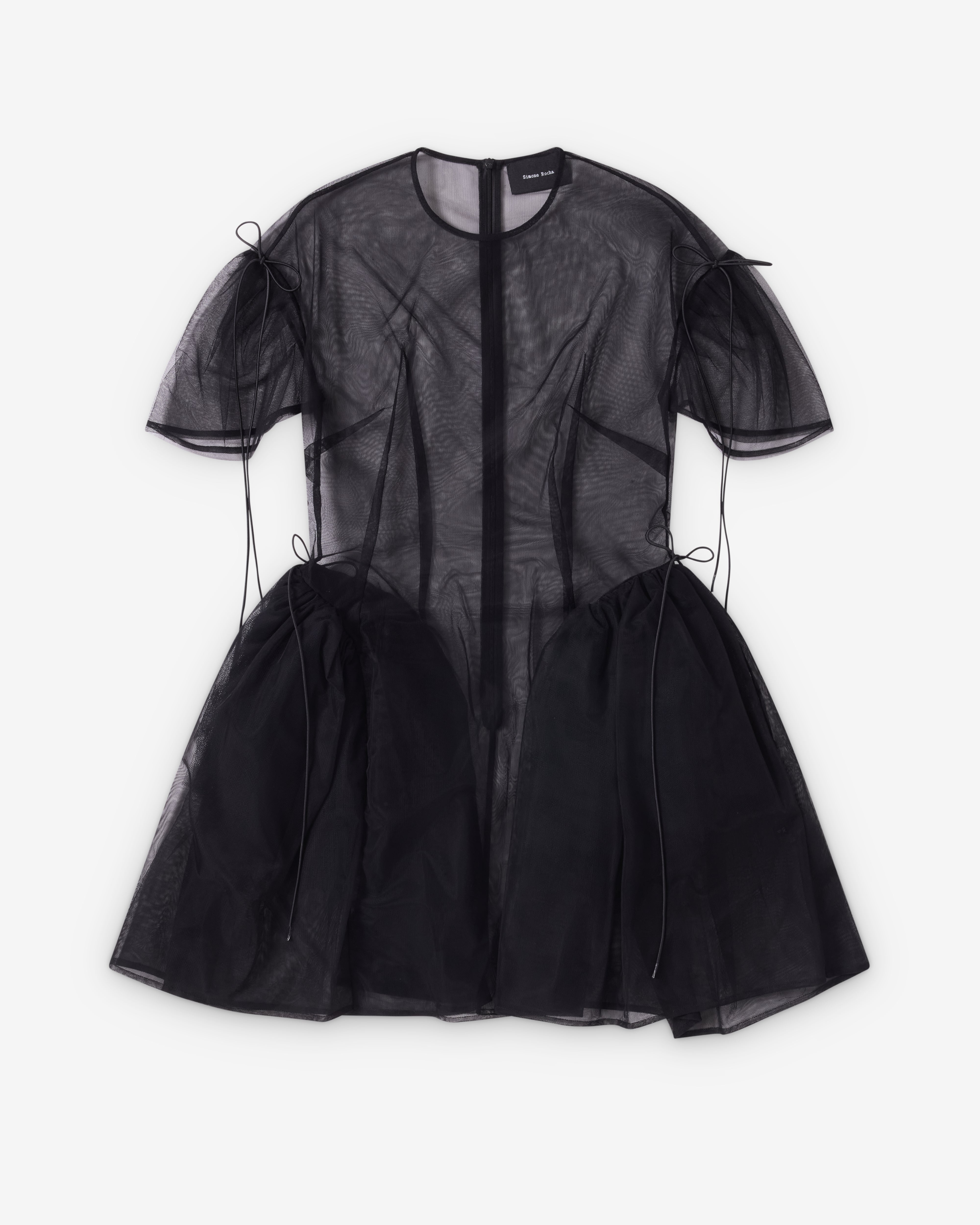 Simone Rocha : Women's Mini Puff Sleeve Cord Hip Dress (Black