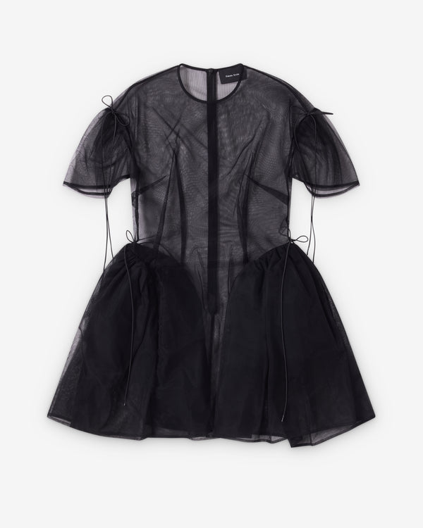 Simone Rocha  - Women's Mini Puff Sleeve Cord Hip Dress - (Black/Black)