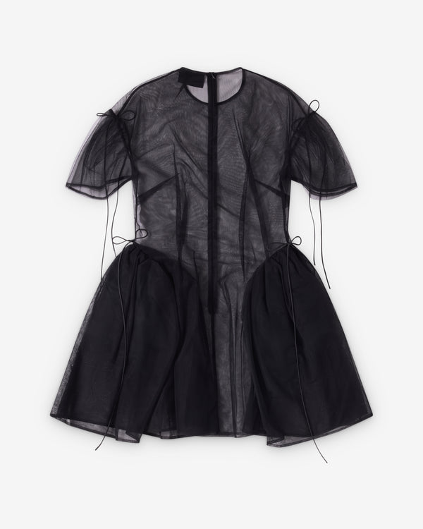 Simone Rocha  - Women's Mini Puff Sleeve Cord Hip Dress - (Black/Black)