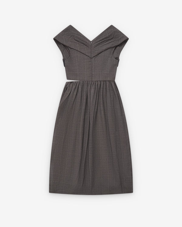 Simone Rocha  - Women's Embellished Gathered Sleeve Bite Detail Flare Dress - (Peat/Jet)