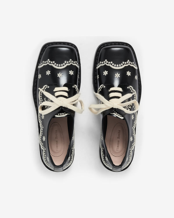 Simone Rocha  - Women's Floral Lace Brogue - (Black/Cream)