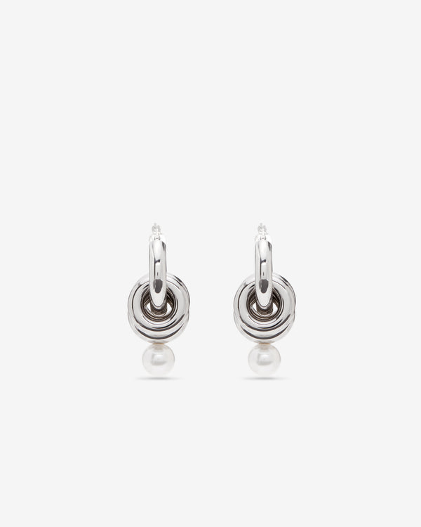 Simone Rocha  - Women's Stacked Link Pearl Hoop Earrin - (Palladium/Pearl)