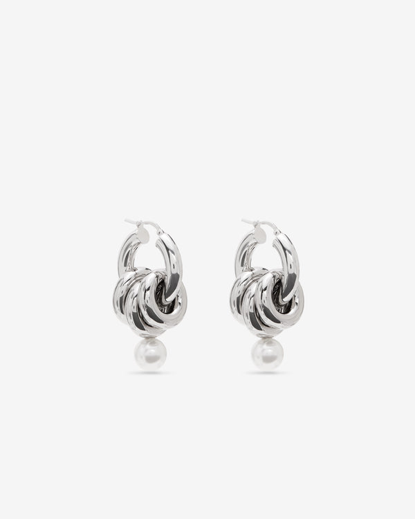 Simone Rocha  - Women's Stacked Link Pearl Hoop Earrin - (Palladium/Pearl)