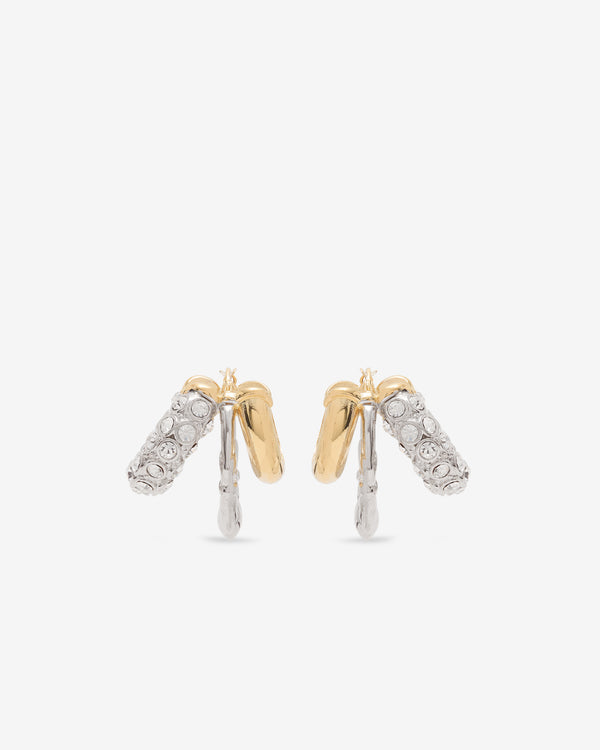 Simone Rocha  - Stacked Rhinestone Hoop Earrings - (Rhodium/Gold/Crystal)