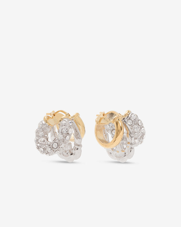 Simone Rocha  - Stacked Rhinestone Hoop Earrings - (Rhodium/Gold/Crystal)