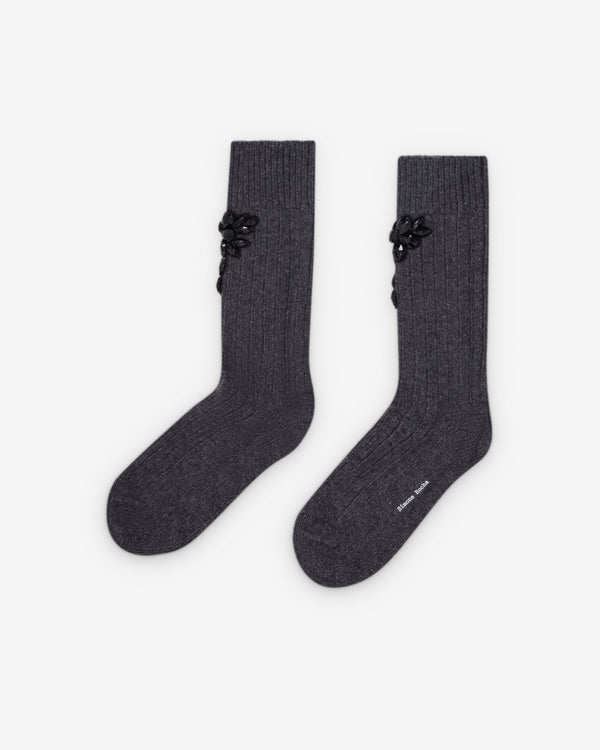 Simone Rocha  - Women's Embellished Chunky Wool Ankle Socks - (Dark Grey)