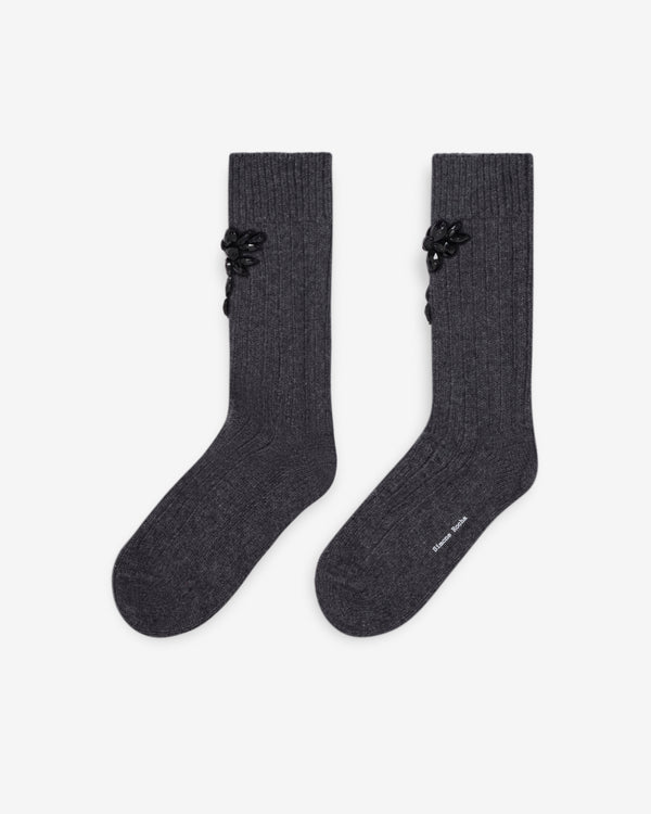 Simone Rocha  - Women's Embellished Chunky Wool Ankle Socks - (Dark Grey)