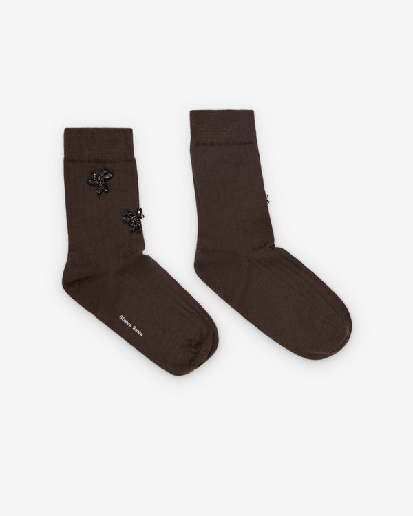 Simone Rocha  - Women's Merino Silk Ankle Socks - (Moss/Jet)