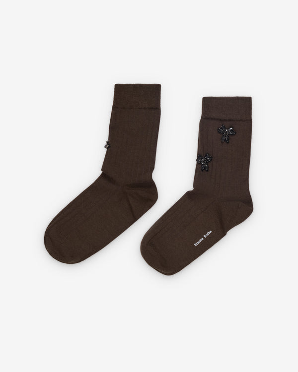 Simone Rocha  - Women's Merino Silk Ankle Socks - (Moss/Jet)