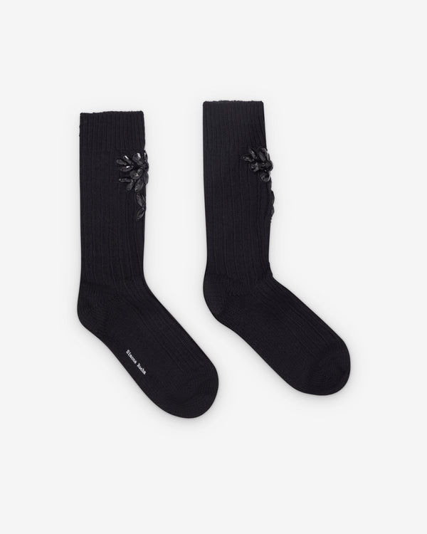 Simone Rocha  - Women's Embellished Chunky Wool Ankle Socks - (Black)
