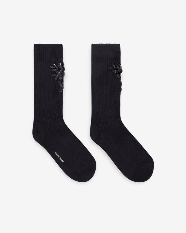 Simone Rocha  - Women's Embellished Chunky Wool Ankle Socks - (Black)