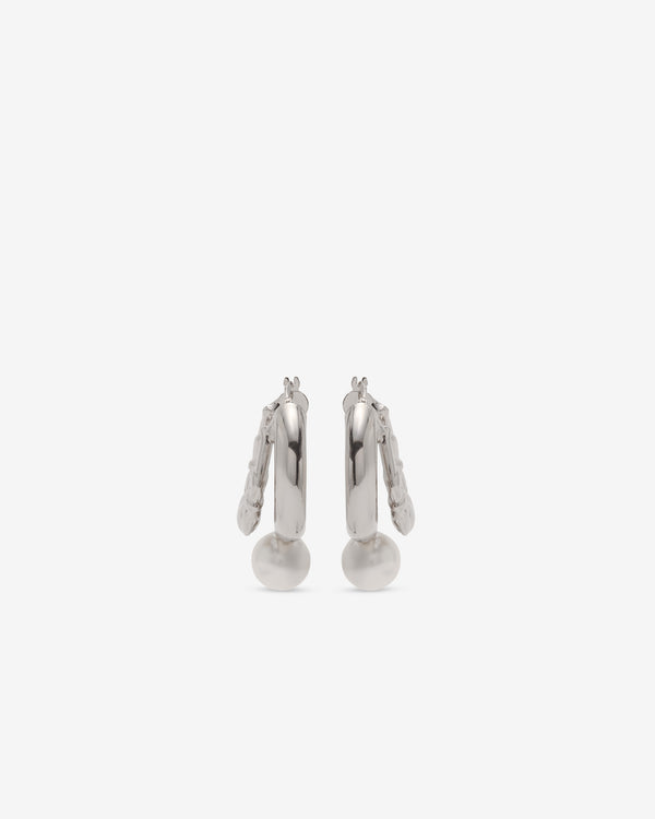 Simone Rocha  - Stacked Claddagh & Pearl Hoop Earrings - (Rhodium/Pearl)
