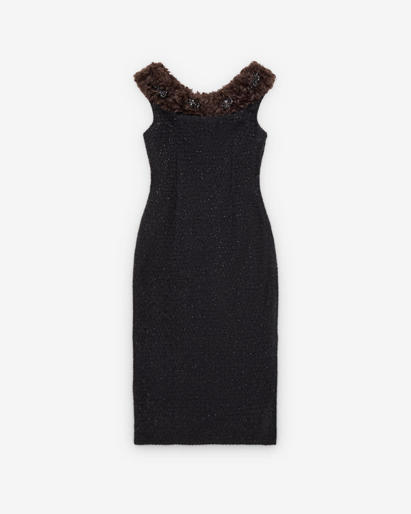 Simone Rocha  - Women's Faux Fur Detail Portrait Dress - (Black/Brown)