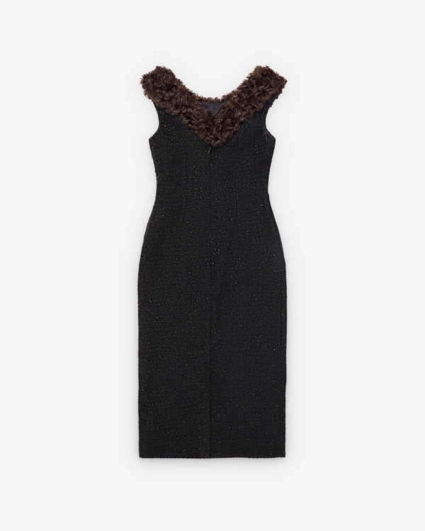 Simone Rocha  - Women's Faux Fur Detail Portrait Dress - (Black/Brown)