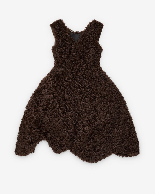 Simone Rocha  - Women's Faux Fur Portrait Round Sculpted Dress - (Brown/Jet)