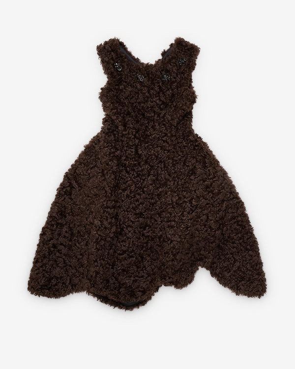 Simone Rocha  - Women's Faux Fur Portrait Round Sculpted Dress - (Brown/Jet)