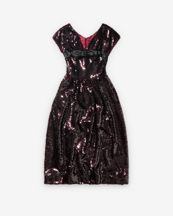 Simone Rocha  - Women's Gathered Sleeve Flare Dress - (Deep Red)