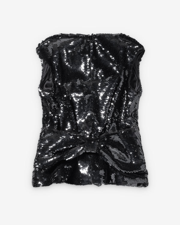 Simone Rocha  - Women's Boxy Peplum Bow Top - (Black)