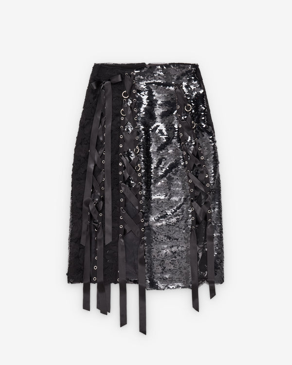 Simone Rocha  - Women's Unraveling Ribbon Patchwork Ring Skirt - (Black)