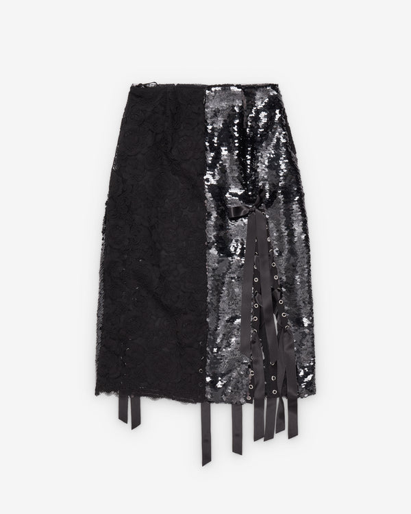 Simone Rocha  - Women's Unraveling Ribbon Patchwork Ring Skirt - (Black)