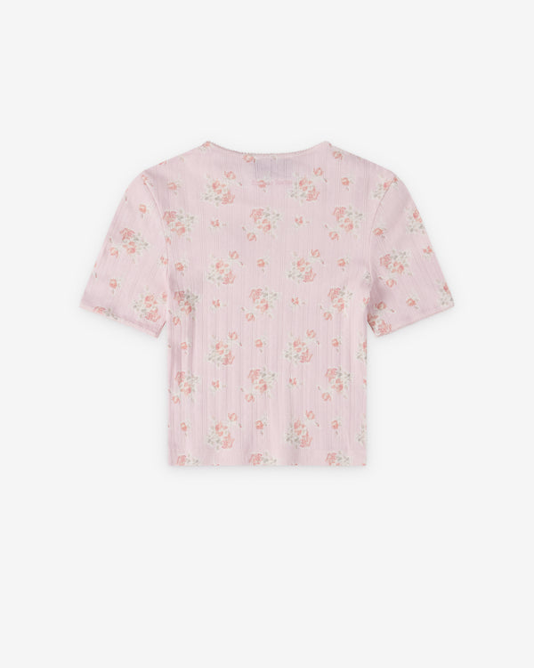 Simone Rocha  - Women's Cropped Pointelle T-Shirt - (Pale Pink)