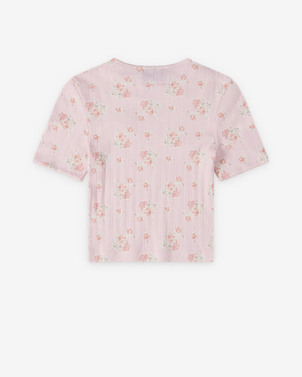 Simone Rocha  - Women's Cropped Pointelle T-Shirt - (Pale Pink)