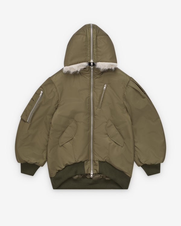Simone Rocha  - Men's Split Faux Fur Hood Jacket - (Khaki)