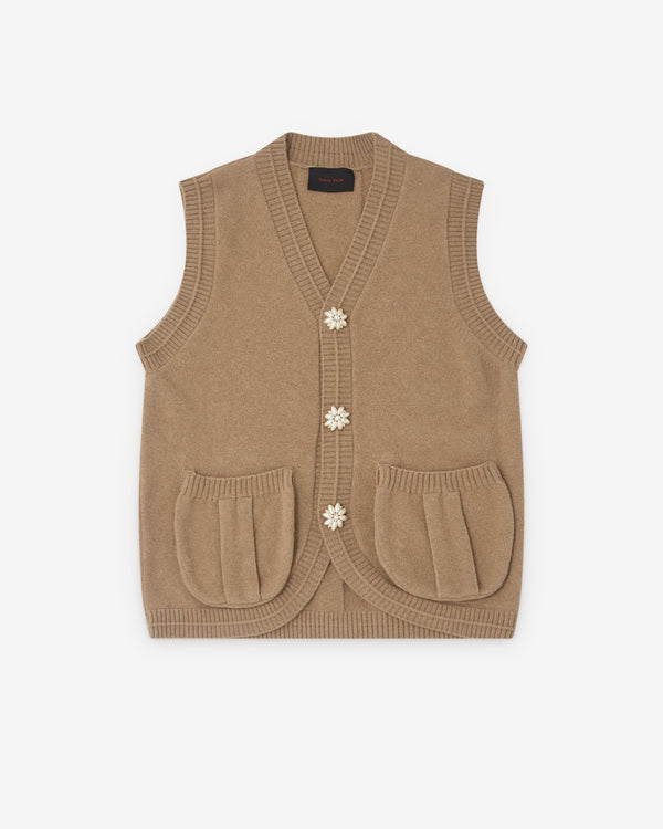 Simone Rocha - Men’s Pearl Button Vest - (Camel/Pearl)