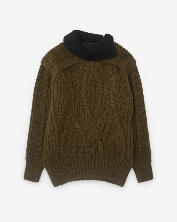 Simone Rocha - Men’s Contrast High Neck Chunky Knit - (Olive/Black)