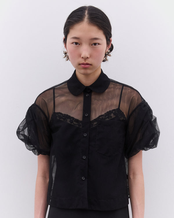Simone Rocha - Women’s Cropped Sheer Blouse - (Black)