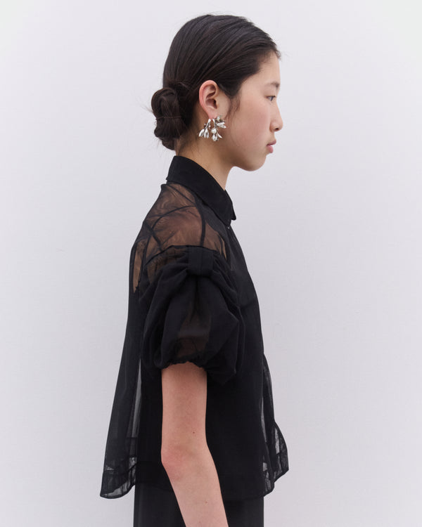 Simone Rocha - Women’s Cropped Sheer Blouse - (Black)