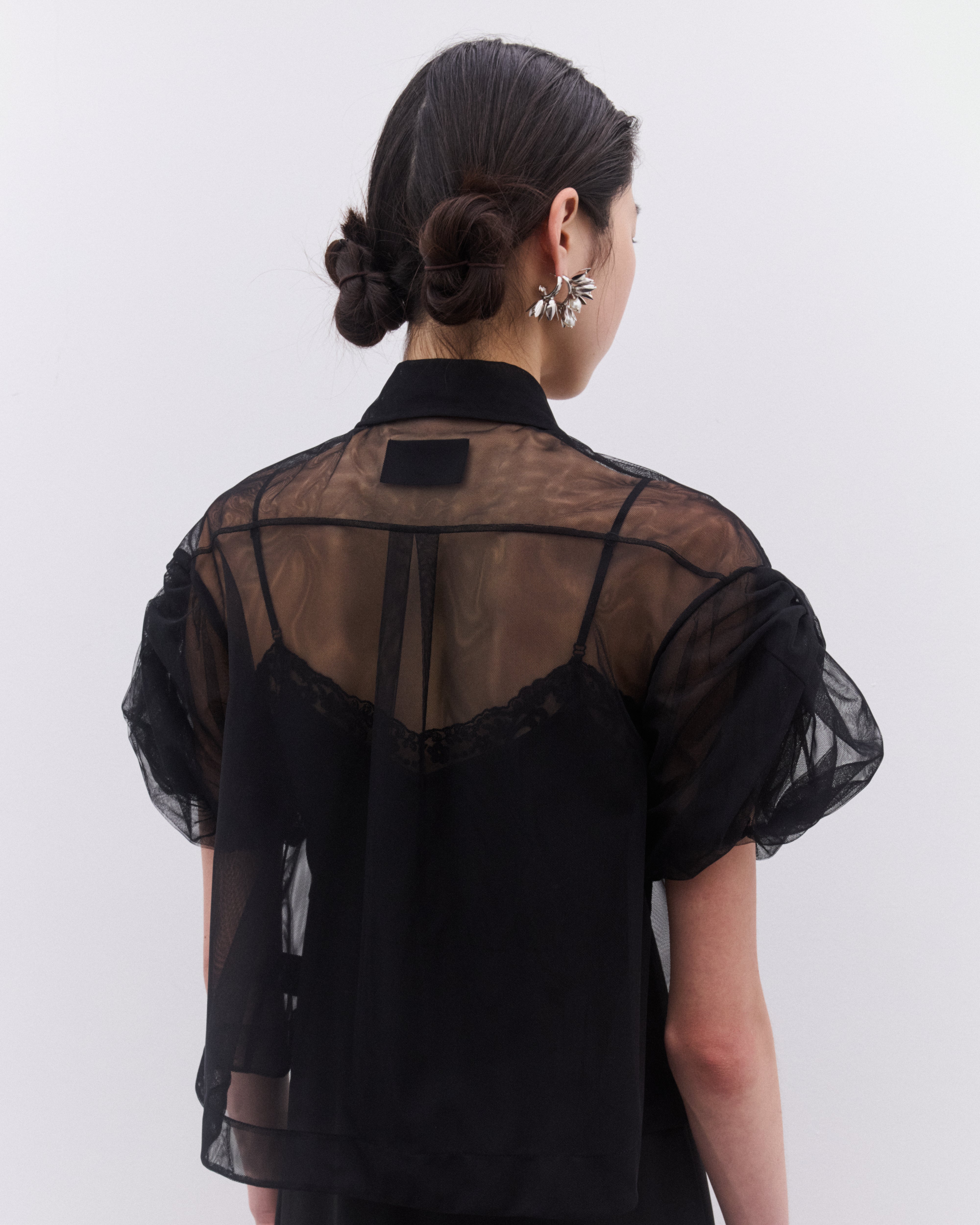 Simone Rocha: Women's Cropped Sheer Blouse (Black) | Dover Street