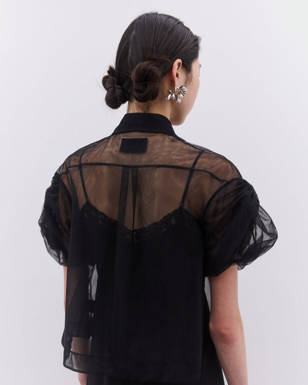 Simone Rocha - Women’s Cropped Sheer Blouse - (Black)
