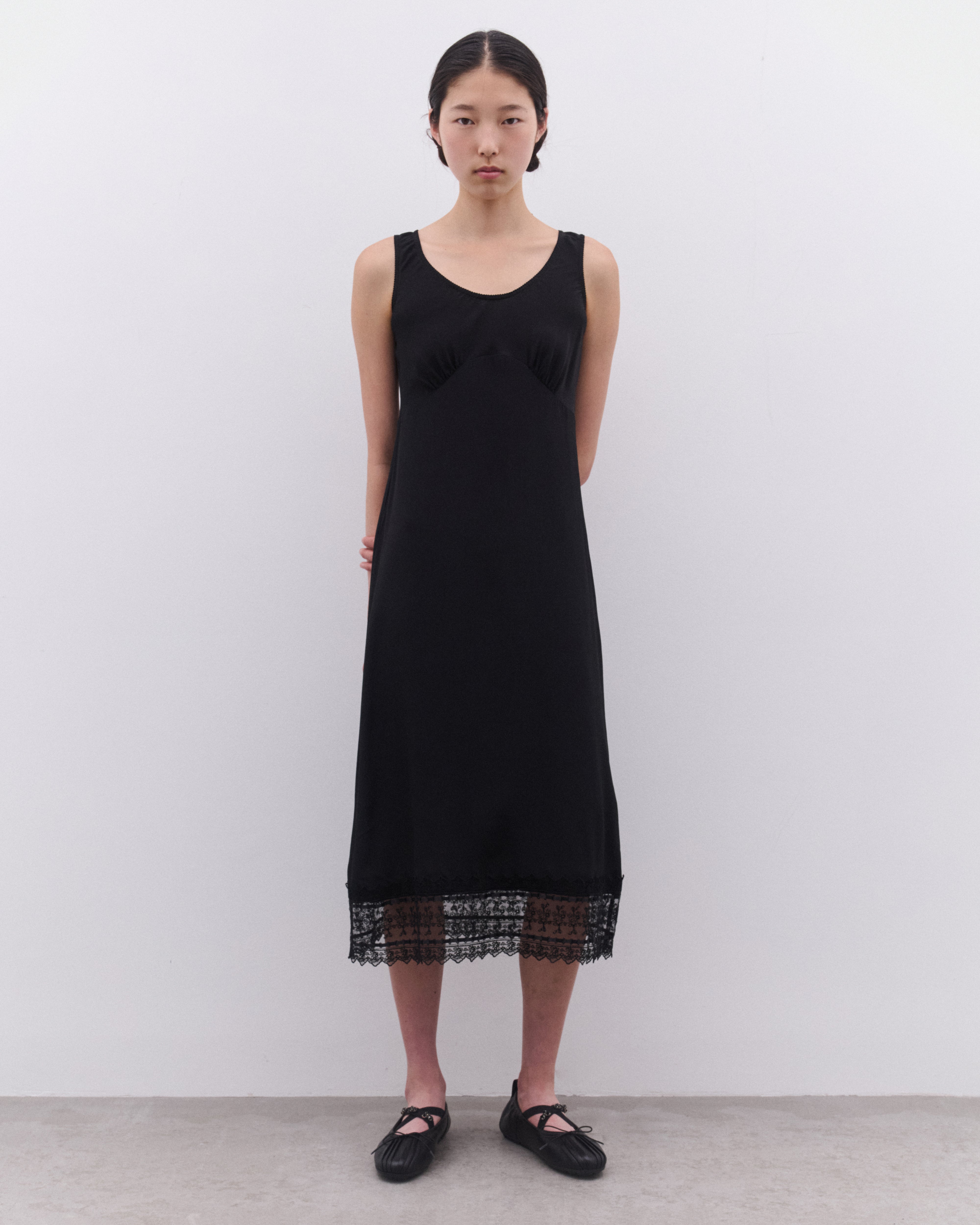 Simone Rocha: Women's Scoop Neck Slip Dress (Black) | DSML E