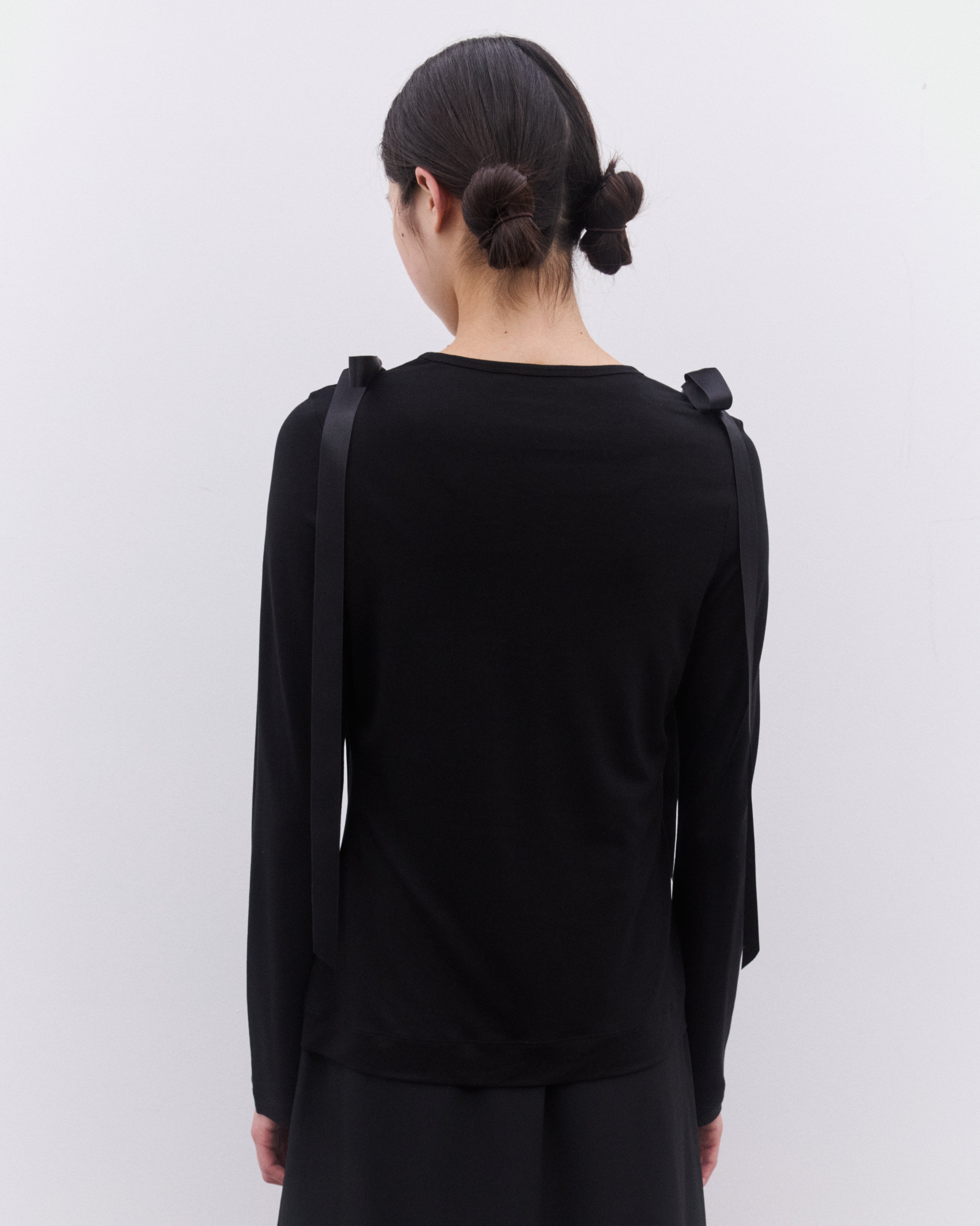 Simone Rocha: Women's Ribbon Long Sleeve T-Shirt (Black) | DSML E-SHOP