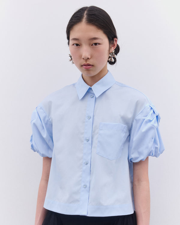 Simone Rocha - Women’s Cropped Puff Bow Sleeve Shirt - (Baby Blue)