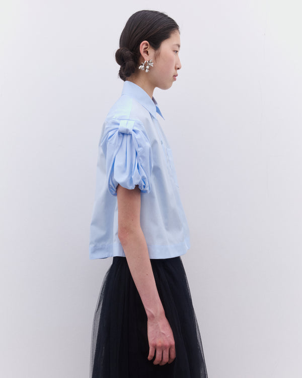Simone Rocha - Women’s Cropped Puff Bow Sleeve Shirt - (Baby Blue)