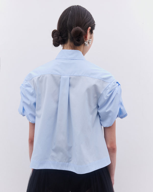 Simone Rocha - Women’s Cropped Puff Bow Sleeve Shirt - (Baby Blue)