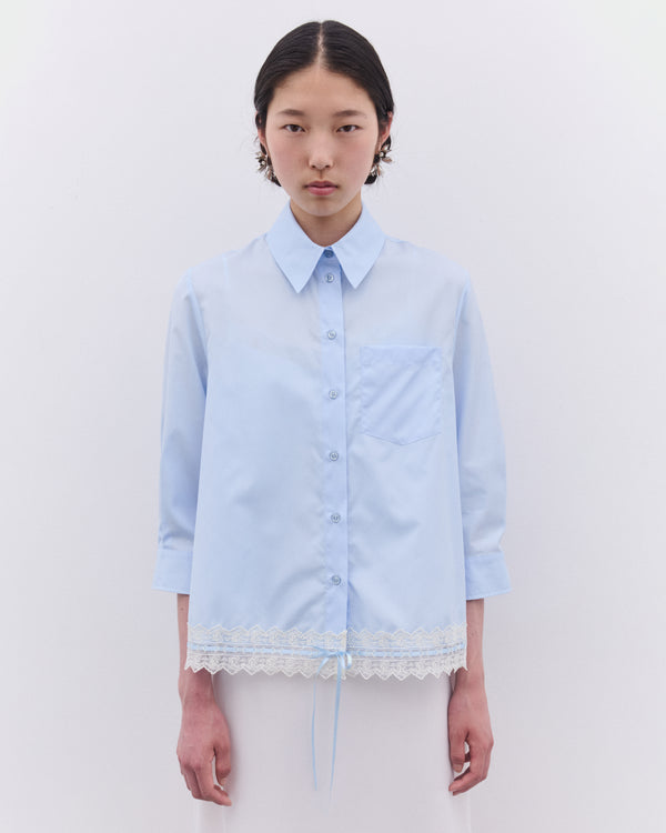 Simone Rocha - Women’s Cropped Ribbon Trim Shirt - (Baby Blue)