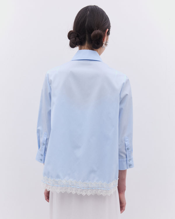 Simone Rocha - Women’s Cropped Ribbon Trim Shirt - (Baby Blue)