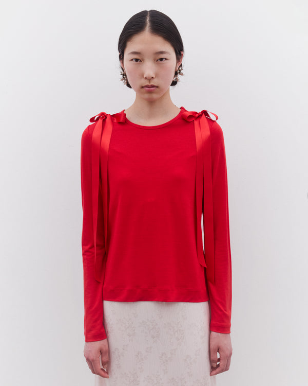Simone Rocha - Women’s Ribbon Long Sleeve T-Shirt - (Red)