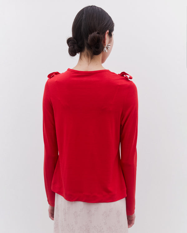 Simone Rocha - Women’s Ribbon Long Sleeve T-Shirt - (Red)